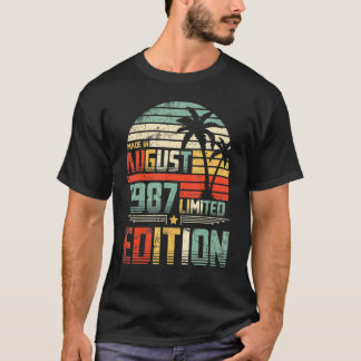Camiseta Hecho En Agosto De 1987 35 Años Mi Cumpleaños
