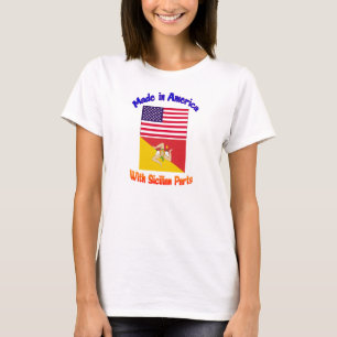 Camiseta Hecho en Americia con las piezas sicilianas