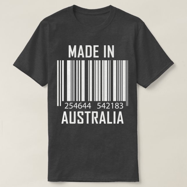 Camiseta Hecho en Australia, código de barras gracioso orgu (Diseño del anverso)