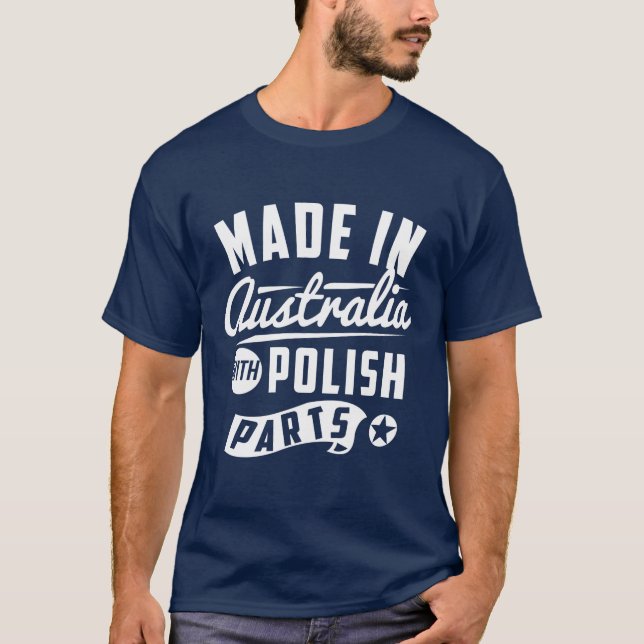 Camiseta Hecho en Australia con las piezas polacas (Anverso)