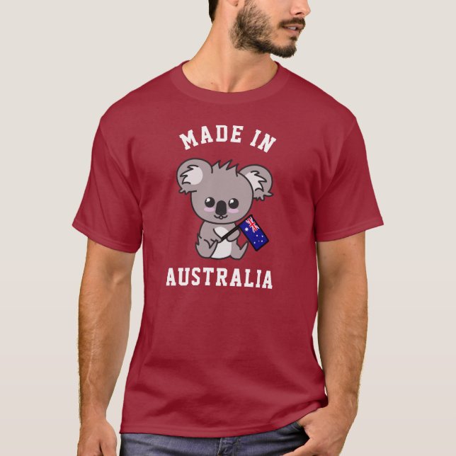 Camiseta Hecho En Australia: Koala Con Bandera Australiana (Anverso)