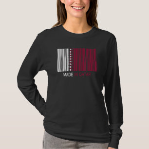 Camiseta Hecho en código de barras de la bandera de Qatar