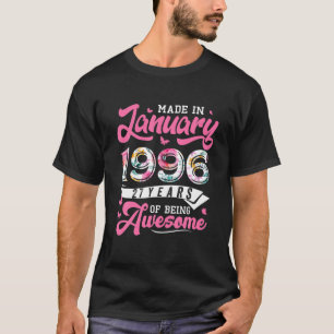 Camiseta Hecho En Enero De 1996 Floral 27 Años 27 Nacimient