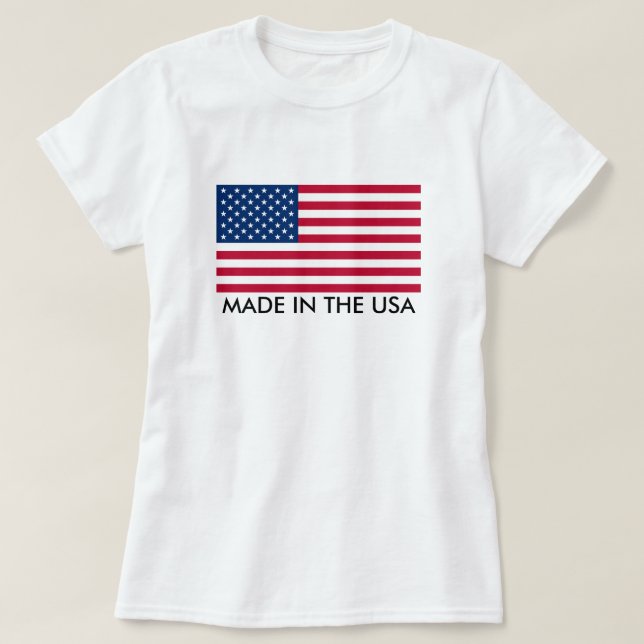 Camiseta Hecho en Estados Unidos con bandera (Diseño del anverso)