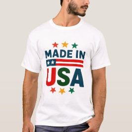 Camiseta Hecho en Estados Unidos, diseño tipográfico patrió