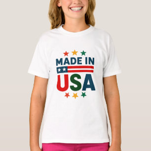 Camiseta Hecho en Estados Unidos, diseño tipográfico patrió