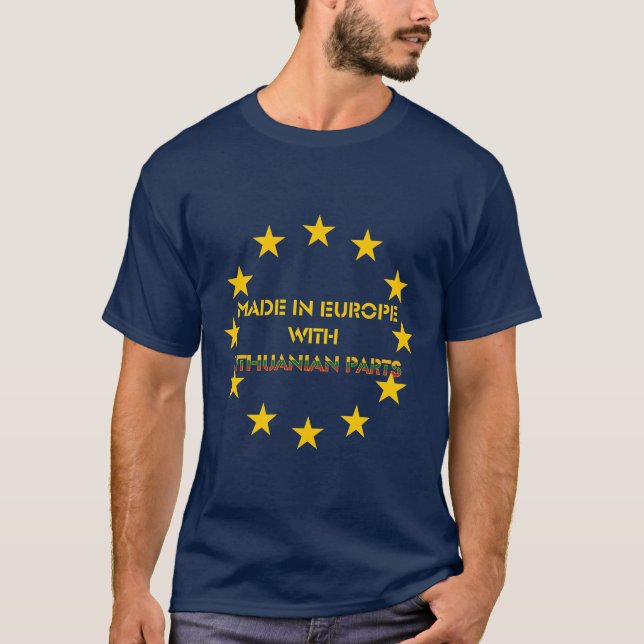 Camiseta Hecho en Europa con el Lithuanian parte la (Anverso)