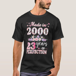 Camiseta Hecho En Floral En 2000 23 Años De Edad 23 Años De