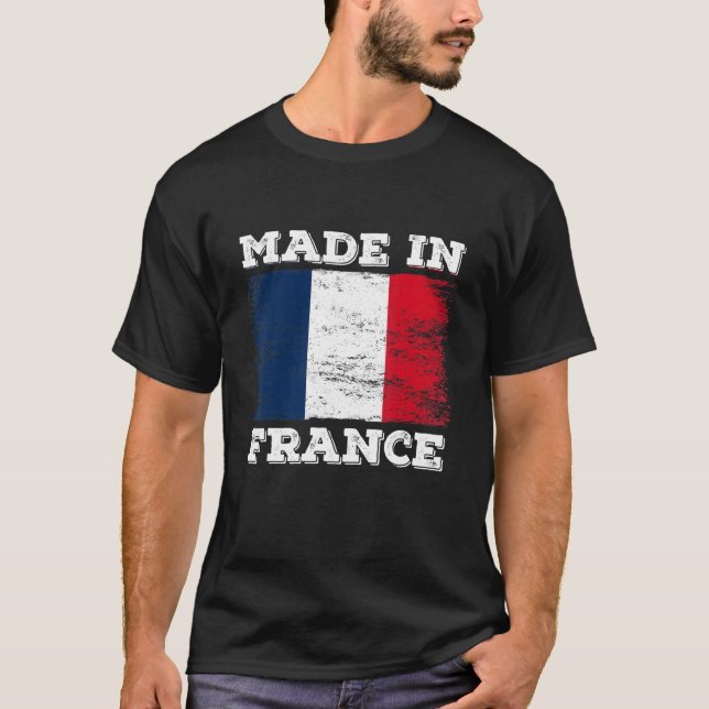 Camiseta Hecho En Francia Con La Bandera Francesa Gráfico D (Anverso)