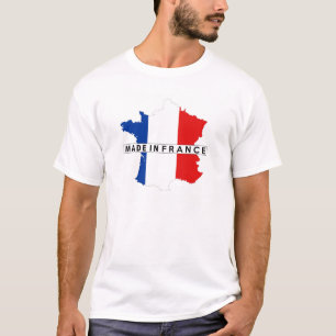 Camiseta hecho en francia marca de mapa de país etiqueta de