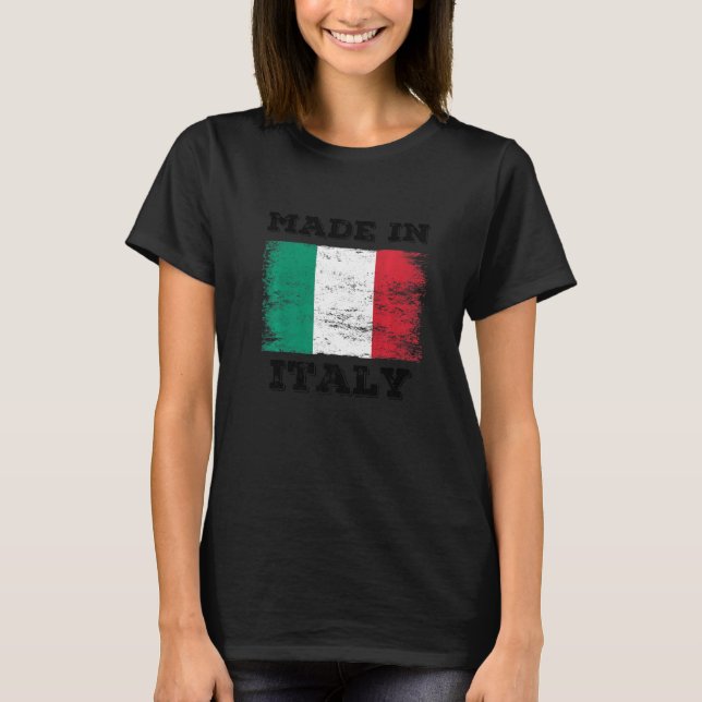 Camiseta Hecho En Italia Con La Bandera Italiana Diseño Grá (Anverso)