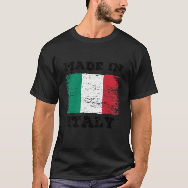 Camiseta Hecho En Italia Con La Bandera Italiana Diseño Grá (Anverso)