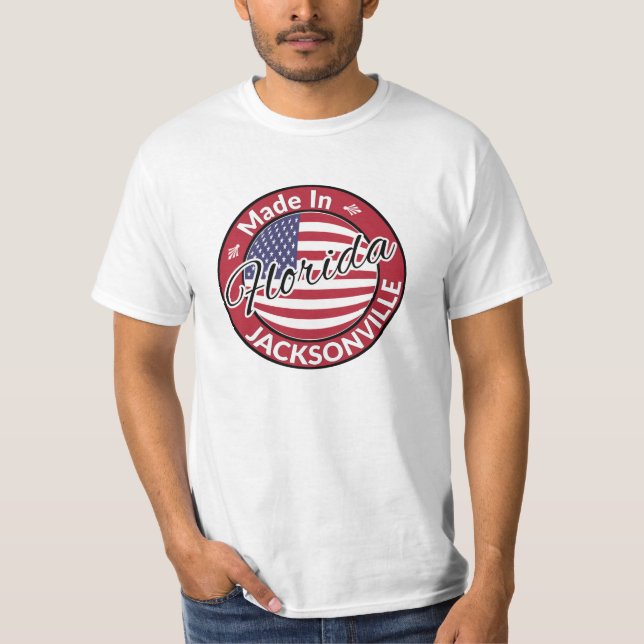 Camiseta Hecho en Jacksonville, Florida, bandera de los Est (Anverso)