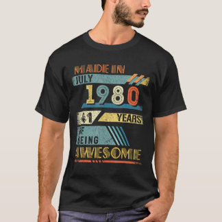 Camiseta Hecho En Julio De 1980 41 Años