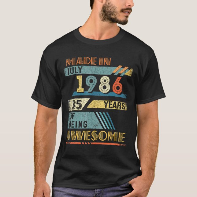 Camiseta Hecho En Julio De 1986 35 Años De Edad 35 Años (Anverso)