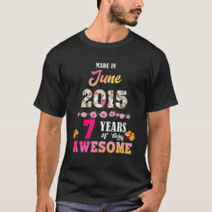 Camiseta Hecho En Junio De 2015 Mi Cumpleaños 7 Años De Ser