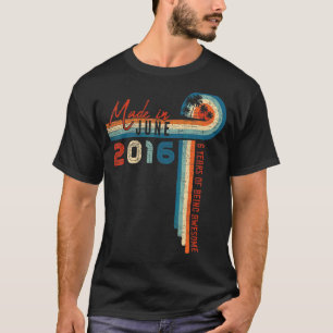 Camiseta Hecho En Junio De 2016 6 Cumpleaños 6 Años Vintage