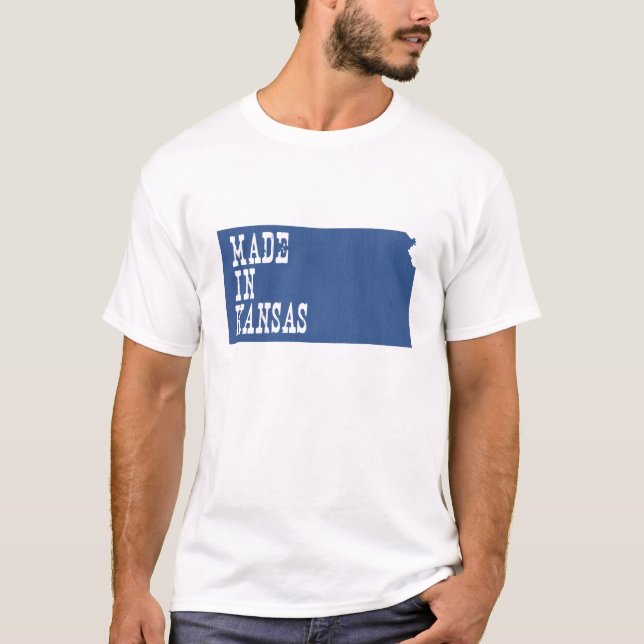 Camiseta Hecho en Kansas, Kansan Map Shaped Birth State (Anverso)