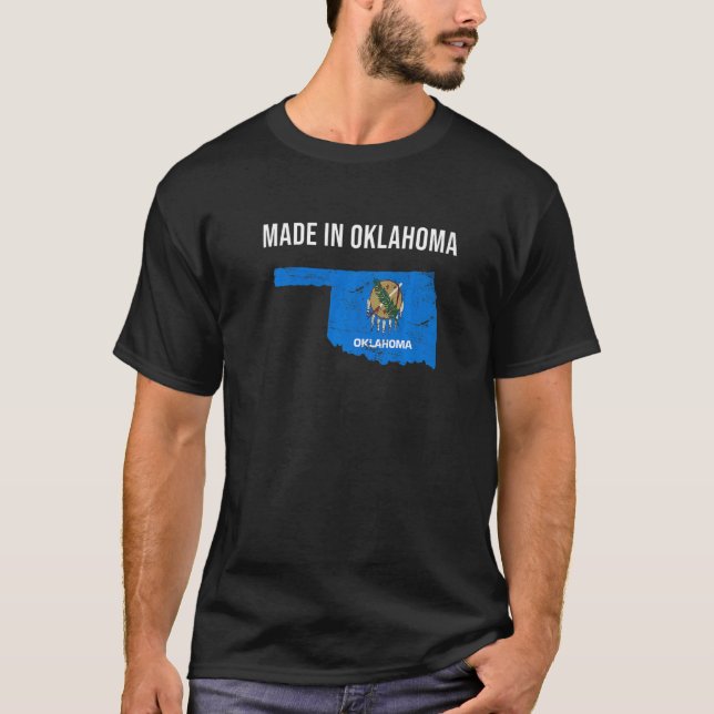 Camiseta Hecho En La Bandera Estatal De Oklahoma (Anverso)