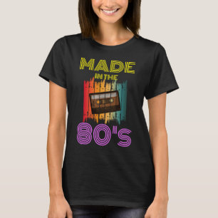 CAMISETA HECHO EN LA DÉCADA DE 1980 CINTA DE CASSETTE VINTA