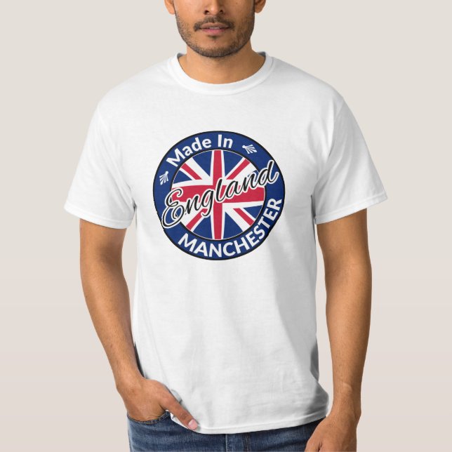Camiseta Hecho en Manchester Inglaterra Bandera de Jack Uni (Anverso)
