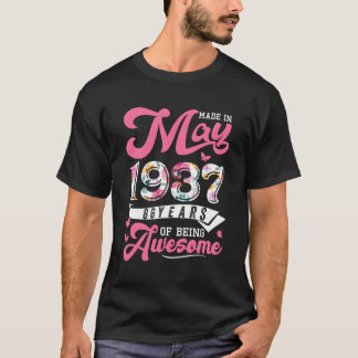 Camiseta Hecho En Mayo De 1937 Floral 86 86ª Para