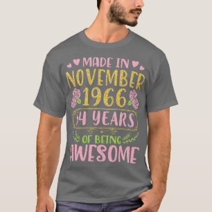 Camiseta Hecho En Noviembre De 1966 Feliz Cumpleaños 54 Año