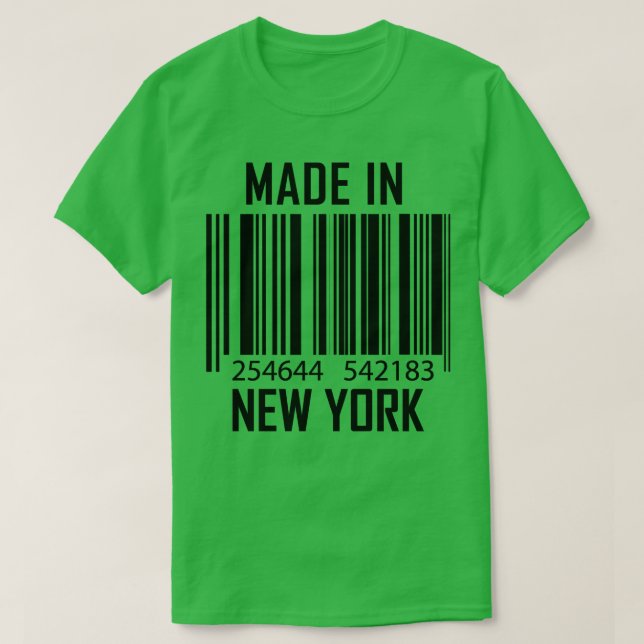 Camiseta Hecho en Nueva York Gracioso en Barcode (Diseño del anverso)