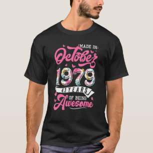 Camiseta Hecho En Octubre De 1979 Floral 43 Años De Edad 19