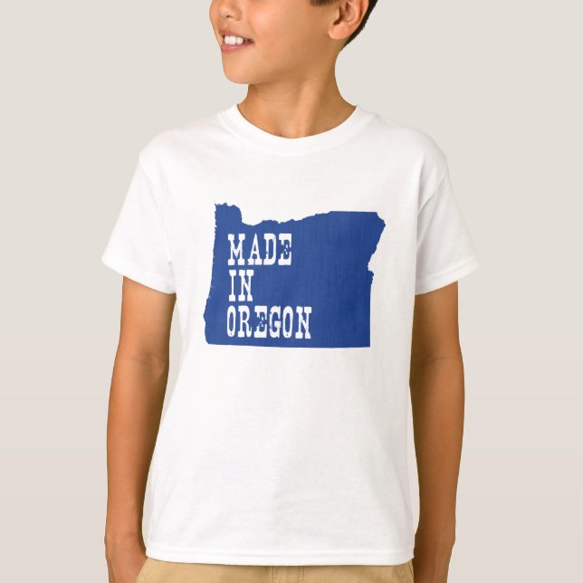 Camiseta Hecho En Oregon Map Shape Niños De Fondo Azul (Anverso)