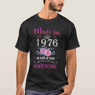 Camiseta Hecho En Regalos De 46 Años Floral 1976 46º Nacimi