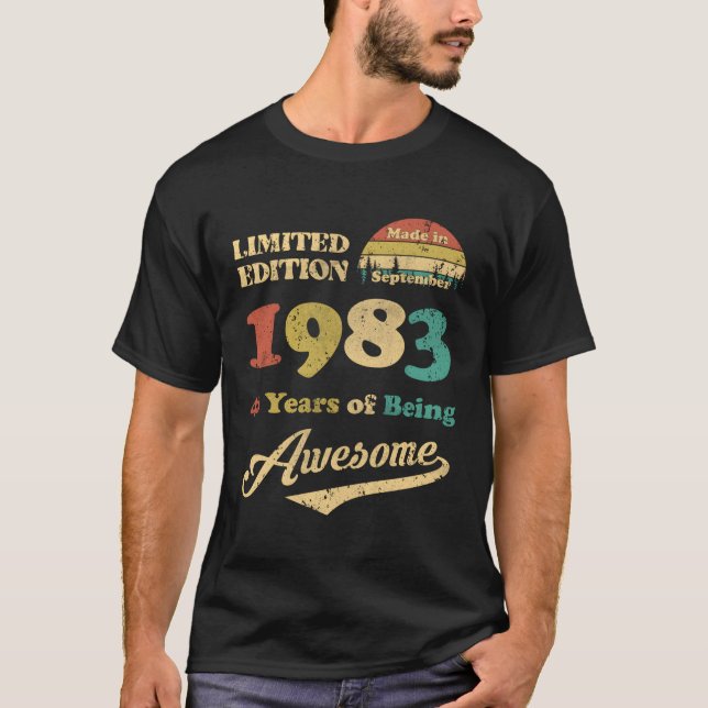 Camiseta Hecho En Septiembre De 1983 40 Años De Ser Aterrad (Anverso)