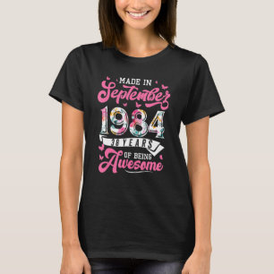 Camiseta Hecho En Septiembre De 1984 Floral 38 Años De Edad