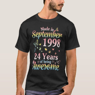 Camiseta Hecho En Septiembre De 1998 Feliz 24 Años De Ser I