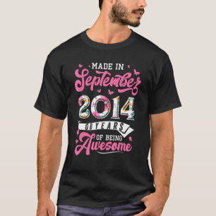 Camiseta Hecho En Septiembre De 2014 Floral 8 Años De Edad