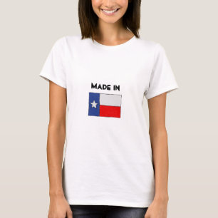 Camiseta Hecho en Tejas. Bosquejo de la bandera de Tejas