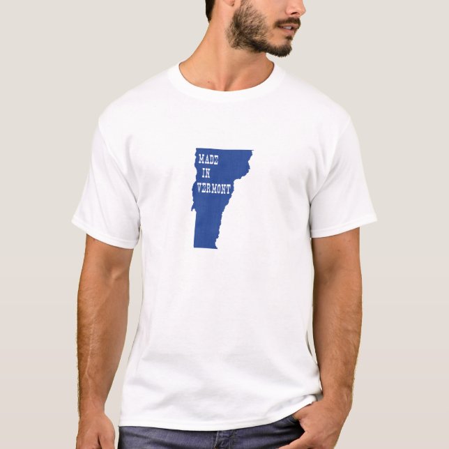 Camiseta Hecho En Vermont, En Forma De Azul Vermonter Estad (Anverso)