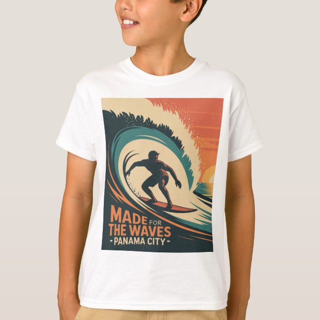 Camiseta Hecho para las olas de Ciudad de Panamá (Anverso)