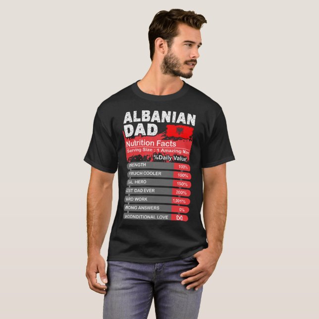 Camiseta Hechos albaneses de la nutrición del papá que (Anverso completo)