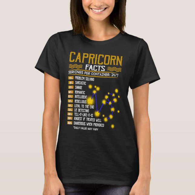 Camiseta Hechos de Capricorn Horoscopos Cumpleaños de Capri (Anverso)
