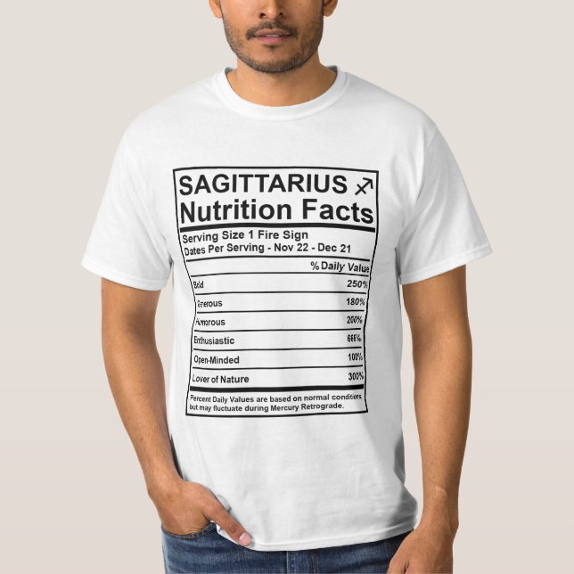 Camiseta Hechos de la nutrición del sagitario - (Anverso)