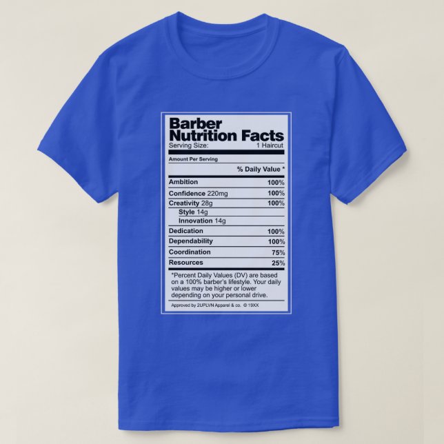 Camiseta Hechos de nutrición barberina Classic TShirt (Diseño del anverso)