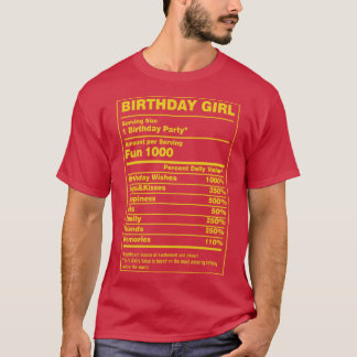 Camiseta Hechos de nutrición Chica de cumpleaños