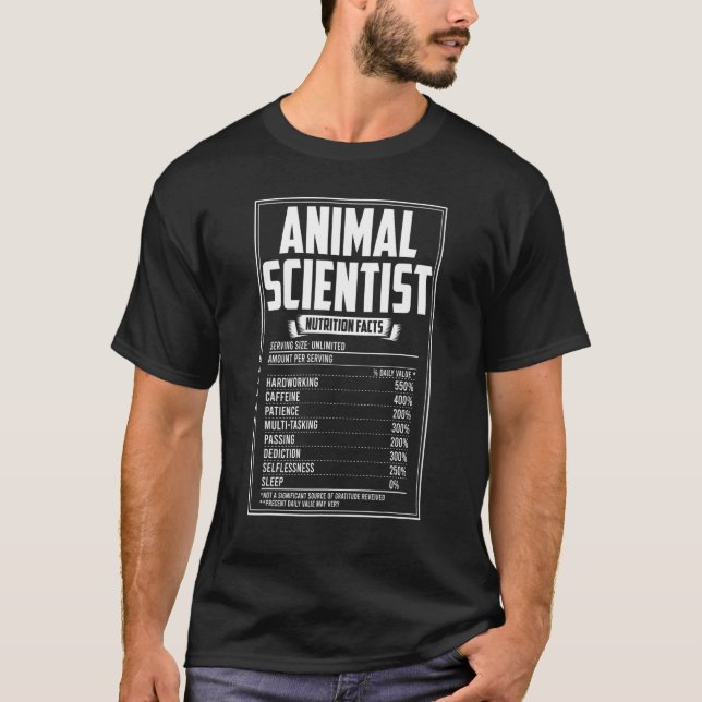 Camiseta Hechos de nutrición de animales científicos (Anverso)