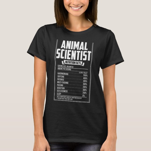 Camiseta Hechos de nutrición de animales científicos (Anverso)