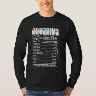 Camiseta Hechos de Nutrición de Aquarius Funny del Cumpleañ