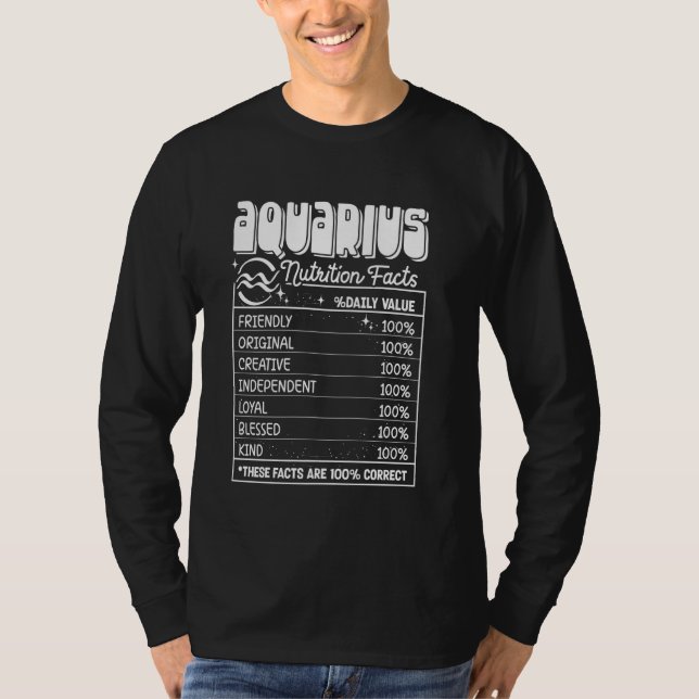 Camiseta Hechos de Nutrición de Aquarius Funny del Cumpleañ (Anverso)