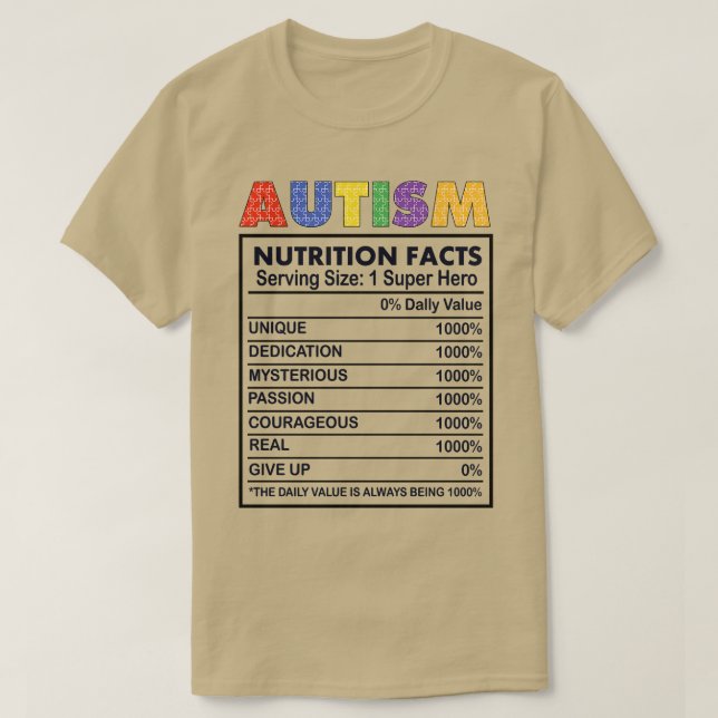 Camiseta Hechos de nutrición de autismo (Diseño del anverso)