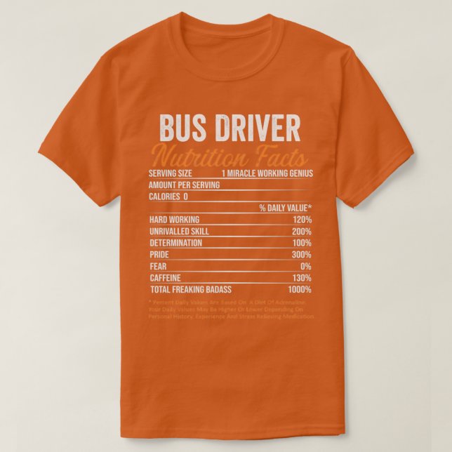 Camiseta Hechos de nutrición de conductores de bus ideas di (Diseño del anverso)