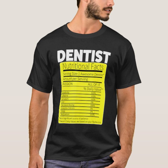 Camiseta Hechos de nutrición de dentistas (Anverso)